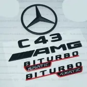 Mercedes Benz C43 COUPE C205 AMG BITURBO 4MATIC Rear Star Emblem Badge Set