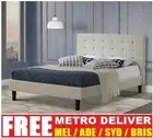 ALEXIS WILT KING SINGLE DOUBLE QUEEN KING GREY CHARCOAL BEIGE FABRIC BED FRAME