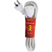 DOSS EXL3M 3M Power Extension Lead White Pvc Ordinary Duty Cable With Fully Moulded 3 Pin Plug