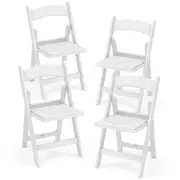 Costway 4pcs Outdoor Resin Chairs Folding Portable Chairs Dining Chair Home & Weddings White