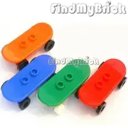 R4 Lego Minifigure Skateboards 4x Different Colors - Blue Green Orange & Red NEW