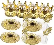 JECOMPRIS 8Pcs Crown Shaped Decorative Candy Holders with Lid Elegant Wedding Table Decor Unique Transparent Design for Sweet Treats and Party Celebrations