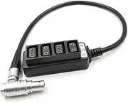 EXT 7pin Power to 4-Port P-Tap Female Hub Adapter Splitter for Camera Power Supply Distributor(Angle Plug Cable,50CM)