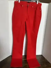 Eileen Fisher Women’s Lava Red Size 6 Straight Leg 5 Pocket Lean Jeans NWT D5