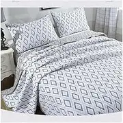 Quilt Set Twin-68x85 Queen-88x92 King-106x92 White/Gray 3 Piece Lightweight Coverlet Diamond Pattern Bedspread Set for All Season(1 Quilt,2 Pillow Shams) (Color : White/Gray, Size : 224x234cm-88x