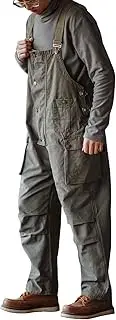 [MADEPANTS] Men's Canvas Overalls with Flap Pockets Button Front Dungarees Workwear