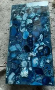 Blue Agate Stone Dining Table, Kitchen Slab Table, Cafeteria Table Hallway Decor