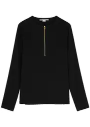 Stella Mccartney Arlesa Half-zip Stretch-crepe top - Black - 38 (UK6 / XS) 38 (UK6 / XS)