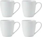 Mikasa Porcelain Mug Set - for Everyday Dining and Family Breakfasts | Microwave and Dishwasher Safe, High-Gloss Finish, Curved Handles. Perfect for Tea, Coffee, and More | 4-Piece | 380 ml White Cups