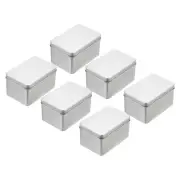 Metal Tin Box Containers, 6Pcs 4.2x2.8x2.4 Inch Portable Storage Box, Silver