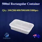500ml Reusable Takeaway Food Containers Plastic Rectangular Kitchen Storage