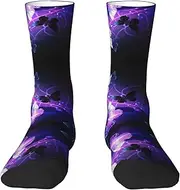 [EdWal] Soft White Purple Butterflies print Moisture Wicking Socks Sports Socks for Men and Women Warm thermal Boot Hiking Socks