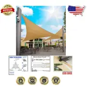 Heavy Duty 14' Triangle Shade Sail in Sand Beige - Durable UV Blockage Solutions