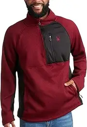 [Spyder] Men's Quarter Zip Pullover Sweater - Midweight Wind Resistant Fleece Mock Neck Sweatshirt for Workout, Hiking and Golf