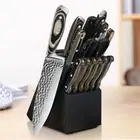 15PCS/Set Kitchen Knife Japan Damascus Steel Slicing Chef Knife Wooden Block Set
