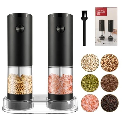 Electric Salt and Pepper Grinder Set, Automatic Mill, Adjustable Coarseness, ...