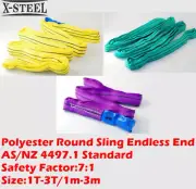 Polyester Round Sling Endless End AS/NZ 4497.1 Standard SF 7:1 Size:1T-3T/1m-3m