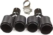 1 Pair Inlet 51mm Glossy Carbon Fiber Y Exhaust Tips Black Stainless Steel Compatible For Akrapovic Carbon Muffler Nozzles Exhaust Pipes(IN 63 OUT 114 MM)
