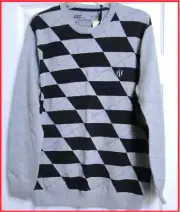 NWT Quick Silver Mens Sweater 2XL XXL 2X Argyle Cotton Knit Pullover Gray Black