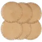 Round Woven Paper Placemats Set of 6 Braided 15 Inches Indoor Outdoor Place M...