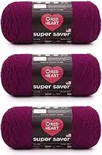 Red Heart Super Saver Mulberry Yarn - 3 Pack of 7oz/198g - Acrylic - 4 Medium (Worsted) - 364 Yards - Knitting/Crochet