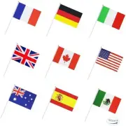 50 Countries International World Stick Flag,Hand Held Small Mini National