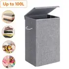 100L Large Laundry Basket with Handle Lid Washing Clothes Storage Bag Hamper Bin