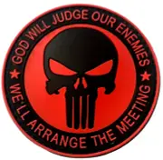 "GOD WILL JUDGE OUR ENEMIES ... MEETING" PUNISHER PVC MORALE PATCH (MISC-3)