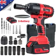 Cordless Impact Wrench 1/2" Driver 900Nm Brushless Rattle Gun Socket Case Set