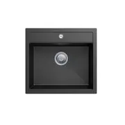 ACA 56X51CM Kitchen Sink Granite Stone Laundry Sink Basin Single Bowl Black Top/Flush/Under Mount