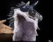 8.0" Agate Amethyst Geode Crystal Unicorn, Crystal Healing