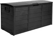 Gardeon Outdoor Storage Box Container Cabinet Bench, 290L Large Lockable Tool Toy Deck Boxes Chest Garden Shed Storages Ottoman Chair Seat Patio Indoor Furniture, with Wheels Handles Black