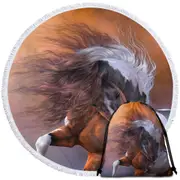 Beautiful Brown and White Pinto Horse Round Beach Towel