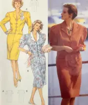 Vtg 1980s UC Burda 5113 Sewing Pattern Puff Sleeve Sheath Dress Sizes 14-24