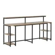 HOMCOM Writing Desks 2 Person Home Office 21" Light Brown Computer Desk Double