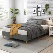 Metal Bedframe Mattress Foundation (Dark Grey)