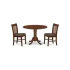 DLNO3-MAH-C 3 Pc small Kitchen Table set-round Kitchen Table and 2 Chairs