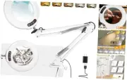 Magnifying Glass with Light and Clamp, LED Desk Lamp with Swing Arm, 10X White