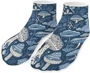 [QMNVBDS] Cartoon Blue Mushroom Socks Ankle Length Socks Casual Short Socks for Women Men Low Cut Sports Socks Running Socks No Show Socks Ankle Socks Athletic Socks Workout Socks, Style, One Size
