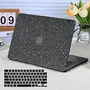Funut for MacBook Pro 14 inch Case 2024 2023-2021 Release M3 A2918 A2992 M2 A2779 M1 A2442 Pro Max, Glitter Leather Hard Shell Cover with Keyboard Cover for MacBook Pro 14",Shiny Gray