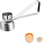 Lopsity Stainless Steel Egg Cracker Cutter Soft Hard Boiled Egg Topper Cutter Double Headed with Two Size Egg Cracker Stainless Steel Egg Topper Shell Remover Egg Topper Opener (Silver)