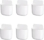 6Pcs Wall Mount Phone Holder Adhesive Wall Phone Mount Charging Stand and Remote Control Stand Multipurpose Socket Pocket Universal Deck Storage Box for Bedroom, Kitchen, Office
