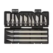 Art Craft Knife Set 3pcs Hobby Knife & 10pcs Spare Blades with Plastic Box White