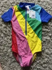 Mini Boden Rashguard Rainbow Bathing Suit Swimsuit 9-10