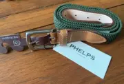 TB Phelps NWT Cooper Braided Stretch Belt Green Size 42