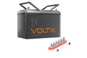 VoltX 12V 100Ah Lithium Battery + Bus Bar M8 Power Distribution Terminal Block (6 GANG 300A Red)