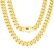 10k Yellow Gold Royal Monaco Miami Cuban Link 11mm Chain Womens Necklace 18"