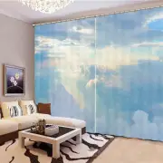 White Clouds Are Rolling 3D Blockout Photo Print Curtain Fabric Curtains Window