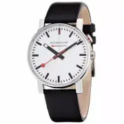 MONDAINE A468.30352.11SBB Evo Big White Dial Black Leather Men's Watch $520 ~NEW