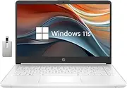 [HP] 14-inch HD Laptop, Intel Celeron N4020, 16GB RAM, 64GB Storage, Win 11, Thin & Portable, 4K Graphics, One Year of Microsoft 365, Snowflake White, 32GB Hotface USB Card